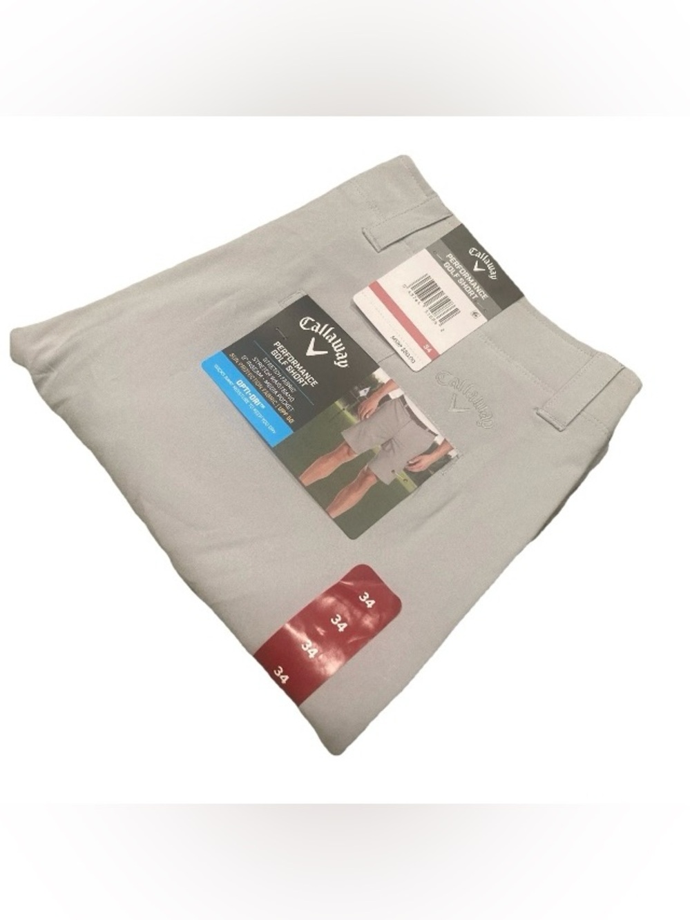 Callaway Men’s 34w Light Gray Flat Front Performance Golf Shorts NWT, $80 MSRP
